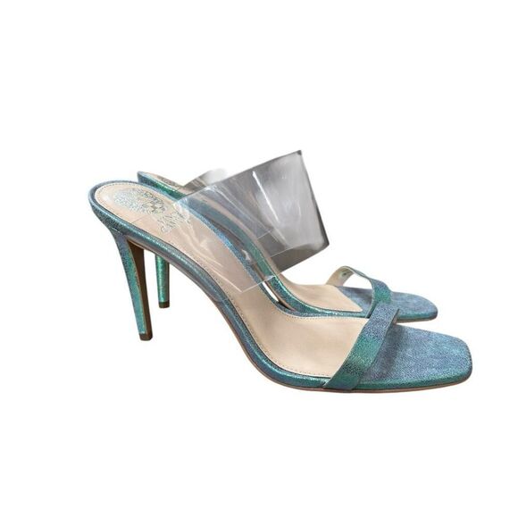 Vince Camuto Ashta Holographic Clear Wrapped Stiletto Mule High Heeled Sandal 10 - Picture 3 of 7
